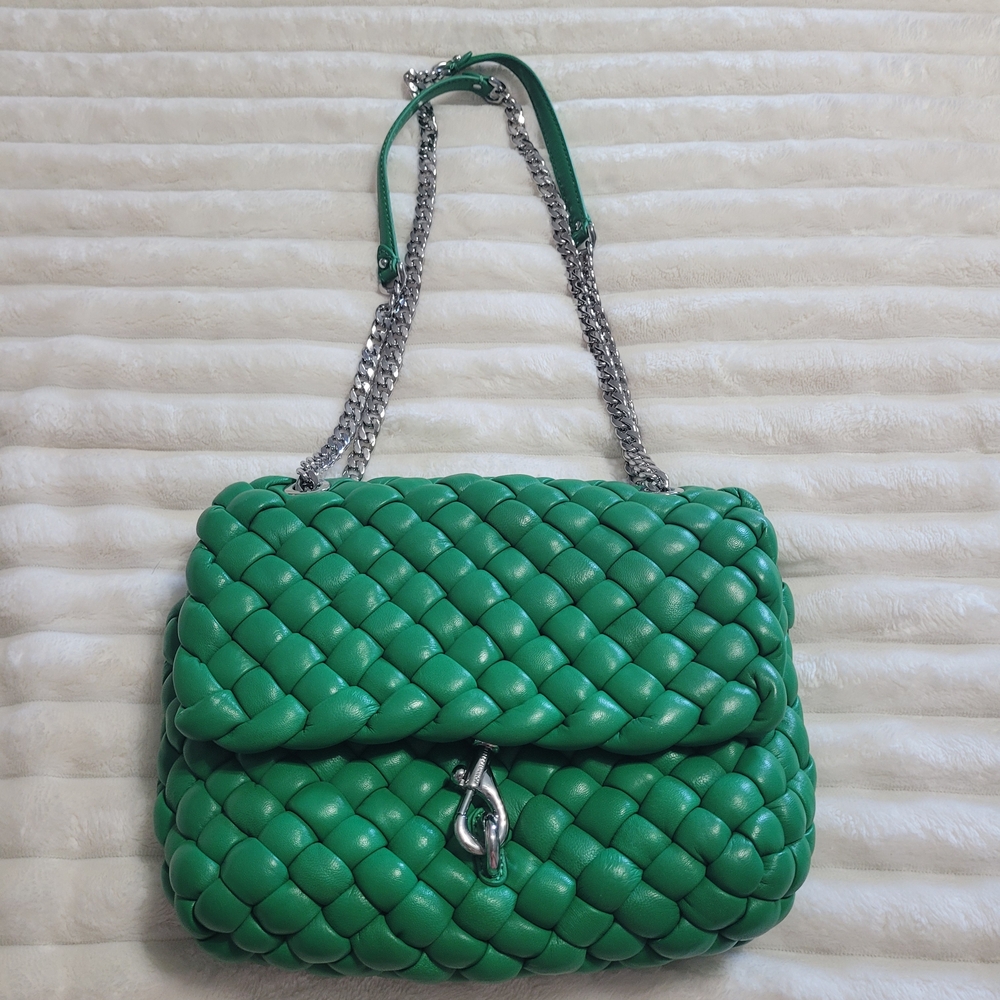 Rebecca Minkoff Green Woven Chain Shoulder Bag